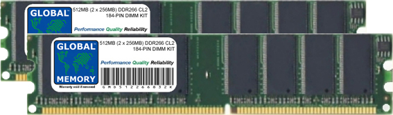512MB (2 x 256MB) DDR 266MHz PC2100 184-PIN DIMM MEMORY RAM KIT FOR PC DESKTOPS/MOTHERBOARDS